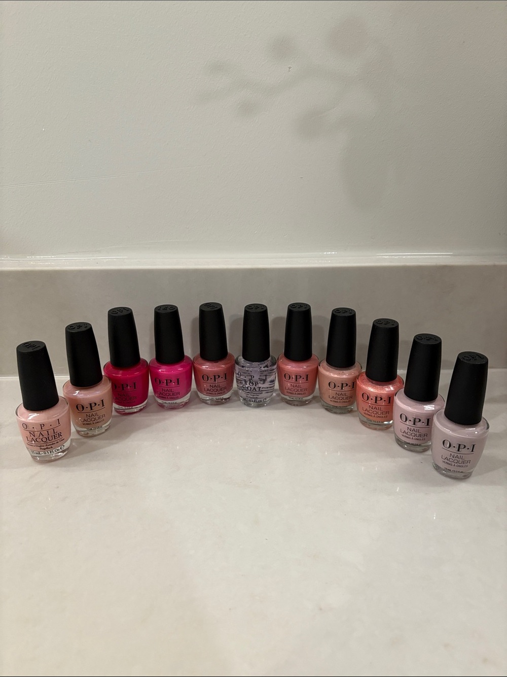 OPI Nail Polish Lot of 11 in Pink and Neutral Shades (including a Top Coat)